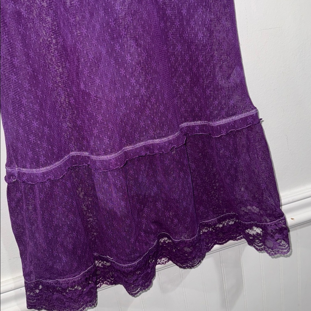 Free people tunic lace purple faded burn out dyed ruffled dark academia grunge - Picture 3 of 6